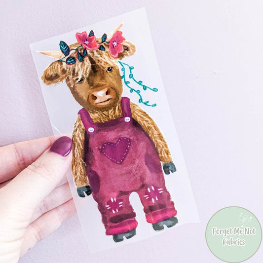 Highland Cow, Pink- Transfer