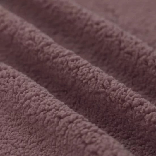 Curly Teddy Fabric - Old Mauve