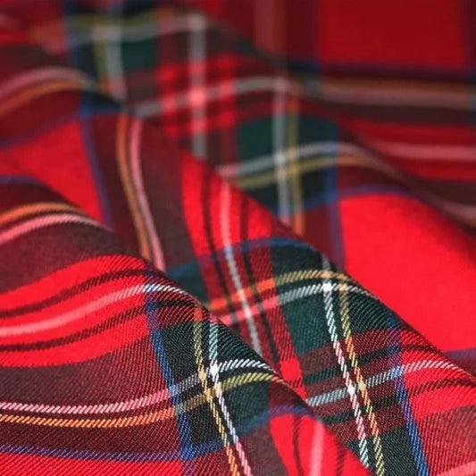 Scottish Tartan Fabric - Red Stewart