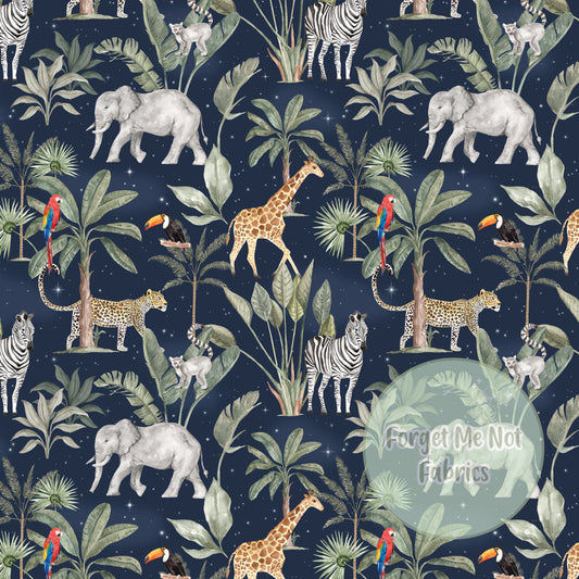 Tropic Jungle Night Sky - French Terry